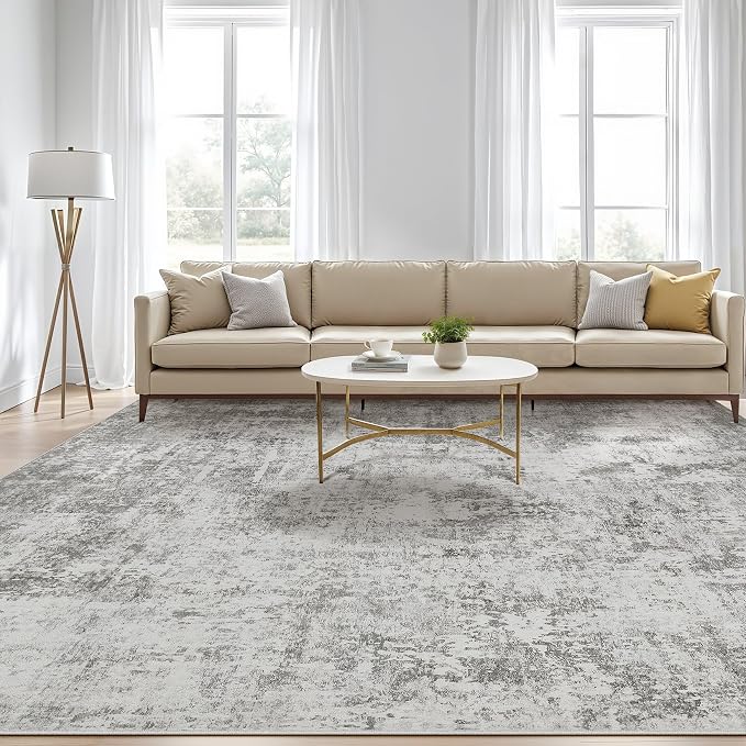 Area Rugs 9x12 Living Room: Washable Large Abstract Neutral Modern Soft Rugs - Image 6