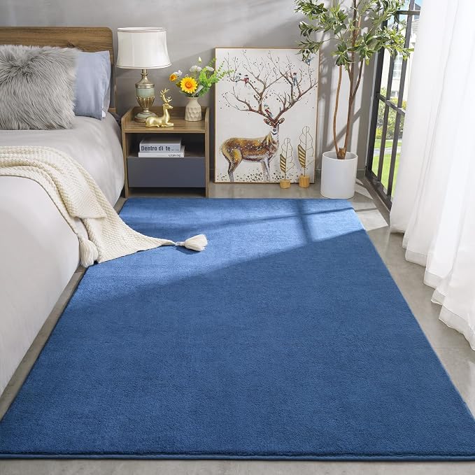 Amearea Large Modern Area Rugs for Bedroom Living Room, 5x8 Feet Blue Thickened - Image 2