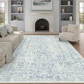 Blue Area Rug 10x12 Machine Washable Large Vintage Living Room Distressed Non by PureCozy