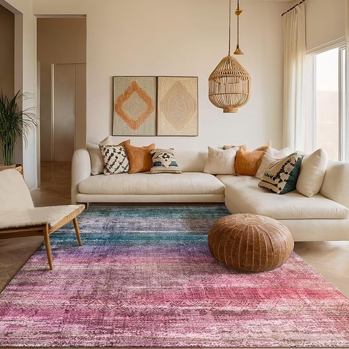 Kokia Abstract Area Rugs 8x10 Bedroom Soft Living Room Rugs Washable Distressed by Kokia