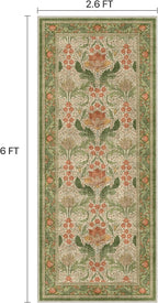 Bavni 2'6''x6 Runner Rug, Microfiber Washable Non-Slip Vintage Floral Rugs - Image 2