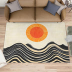 Boho Sun Area Rugs 4x6ft, Watercolor Mountain Carpet by Unknown