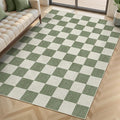 LIVEBOX 4x6 Washable Area Rug Checkered, Non-Slip Small Entryway Rug Green by LIVEBOX