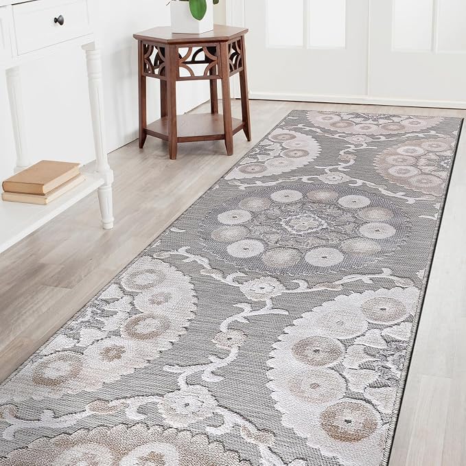 CAMILSON Runner Outdoor Rugs Oriental Retro Traditional Floral Medallion Area - Image 8