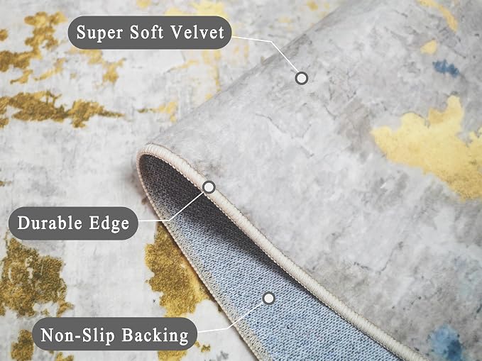 vivorug Washable Rug, Ultra Soft Area Rug 8x10, Non Slip Abstract Rug Carpet - Image 4