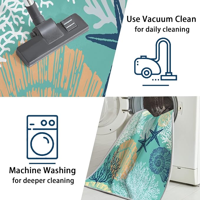 Tritard Coastal Area Rugs Nautical Beach Themed Non-Slip Machine Washable Rugs - Image 7