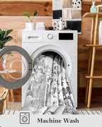 Washable Abstract Rug, 9x12 Classic Grey and White Floral Area Rugs - Image 5