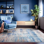 Abstract 3x5 Area Rug for Living Room Bedroom Entryway Blue by FLYRUGGO