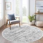 8x8 Grey Round Rug 8ft Living Room Circle Rug Vintage Round Area Rug Non Slip - Image 8