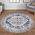 KOZYFLY Round Rug 5 Ft Rugs for Entryway Washable Circle Entrance Rug Non Slip by KOZYFLY