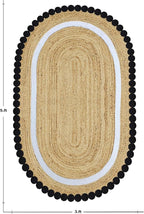 Oval Jute Runner 2x10 Flatweave Kilim Runner Hand Braided Jute Thick 0.27" - Image 3