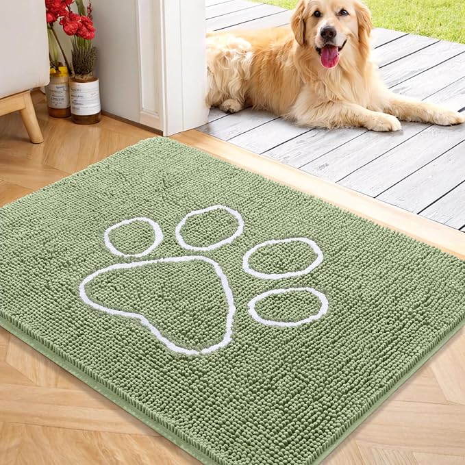 OLANLY Dog Door Mat for Muddy Paws 40x32, Paw Print Design, Absorbs Moisture by OLANLY