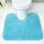 Toilet Rug 22x24 Teal Non Slip Fluffy Toilet Floor Mat U Shaped Washable - Image 3