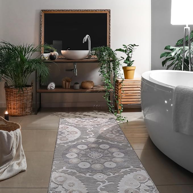 CAMILSON Runner Outdoor Rugs Oriental Retro Traditional Floral Medallion Area - Image 6