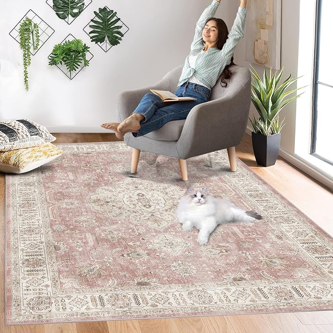 5’x7’ Washable Area Rugs for Living Room Bedroom Foldable Low Pile Non Slip - Image 3