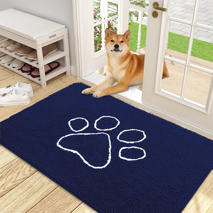 OLANLY Dog Door Mat for Muddy Paws 48x30, Paw Print Design, Absorbs Moisture by OLANLY