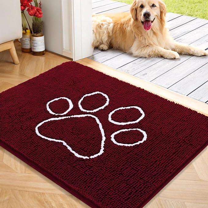 OLANLY Dog Door Mat for Muddy Paws 40x32, Paw Print Design, Absorbs Moisture by OLANLY