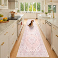 Area Rugs 3'x10' Washable Non-Slip, Floral Vintage Distress Print Pattern by RELEANY