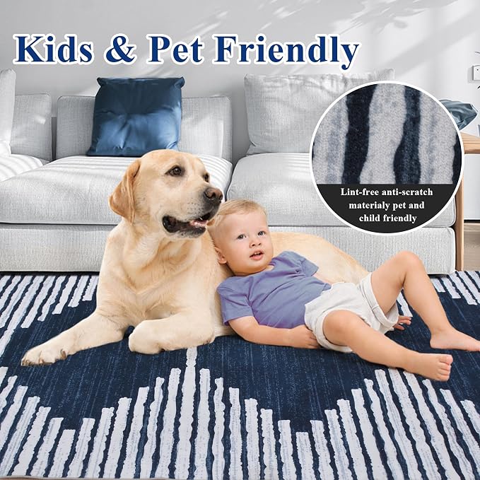 HelloTree Area Rug 4x6 Geometric Rug, Washable Modern Neutral Stain Resistant - Image 6