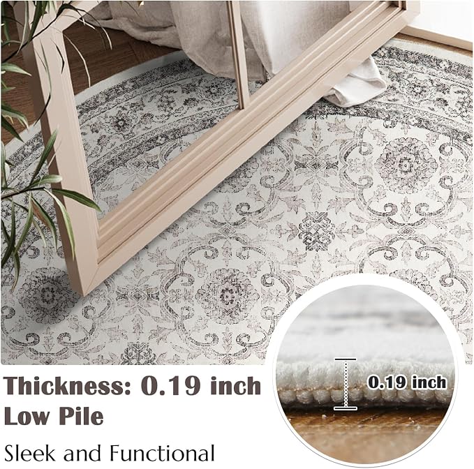 jinchan Round Rug 5ft Washable Circle Soft Rug - Image 6