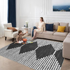 HelloTree Area Rug for Living Room 9x12 Washable Geometric Moroccan Rug Stripe - Image 7