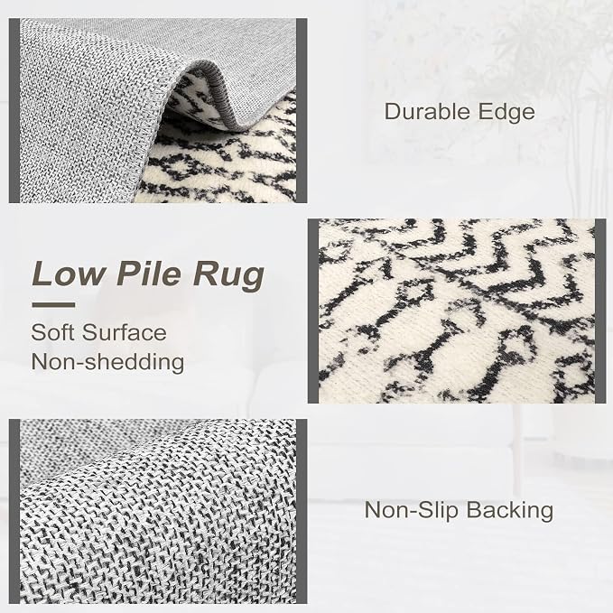 Moroccan Rug Runners for Hallways, 2x5 Ultra Soft Non-Slip Washable Rugs for - Image 3