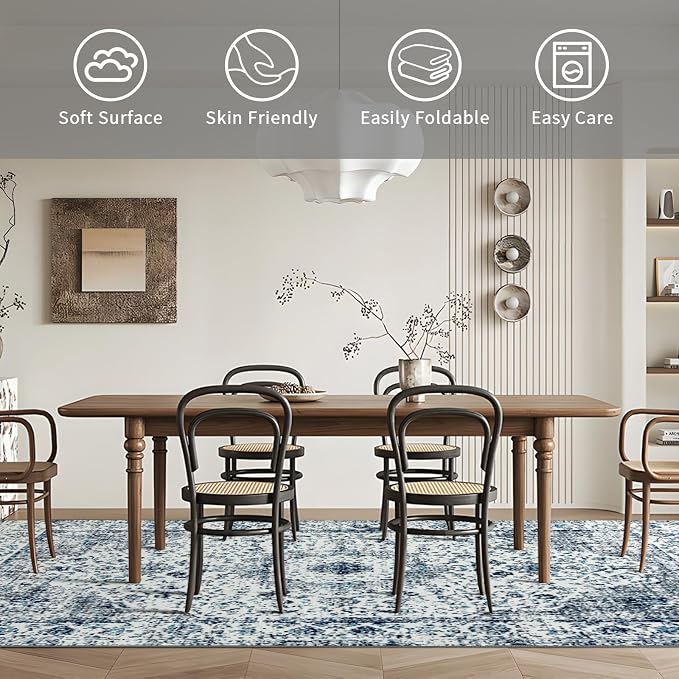 Easy-Going Area Rug 6x9 Washable Boho Rugs - Image 4