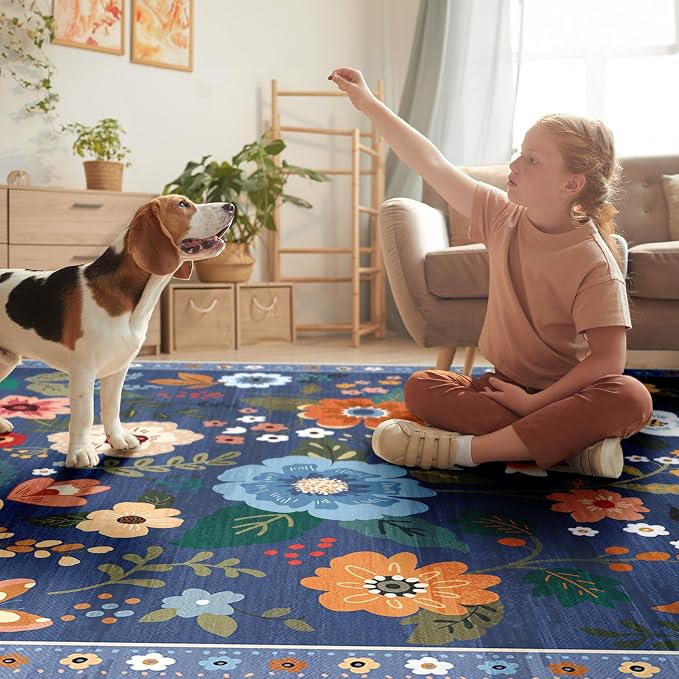 Floral 3x5 Area Rug Machine Washable Soft Print Boho Carpet Non Slip Doormat - Image 9