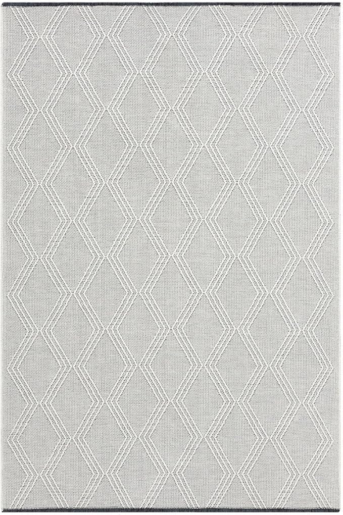 LUXE WEAVERS Modern Farmhouse White 5x7 Washable Area Rug, Anti-Slip Diamond - Image 2