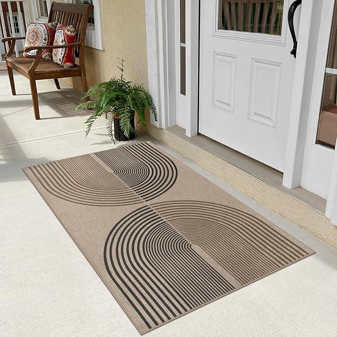 Easy Jute Rainbow Entryway Rug, 2.6x4 Washable Non-Slip Indoor Outdoor Doormat - Image 5
