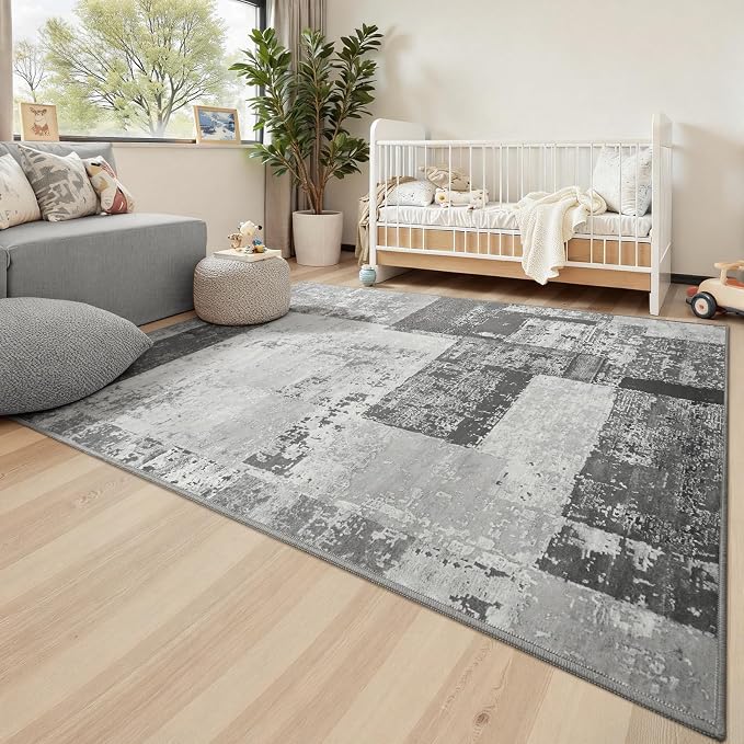 LOCHAS Rug for Living Room, Washable Soft Area Rugs for Bedroom 9x12, Abstract - Image 7