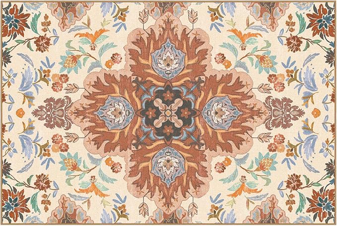Phantoscope Washable Area Rug 4'x6' Non-Slip, Vintage Boho Rugs - Image 3
