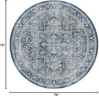 RUGGABLE Washable Area Rug – Kamran Admiral Blue 6 ft Round, Stain-Resistant - Image 2