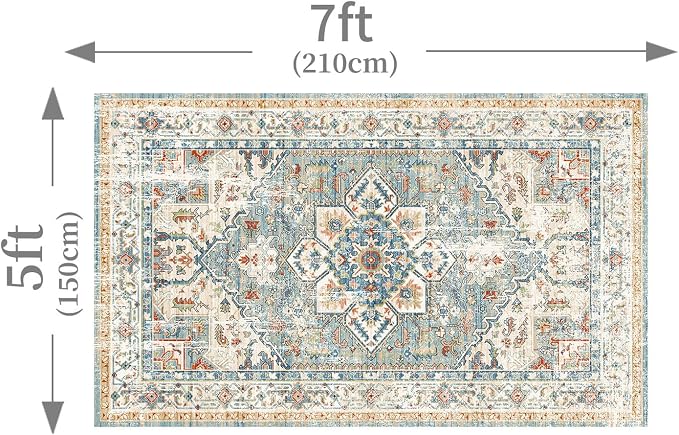 Enkor Area Soft Rugs 5x7 Washable Non Slip Boho Floor Rugs - Image 2