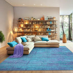 Abstract 6x9 Area Rug, Modern Teal Purple Throw Rugs - Image 2