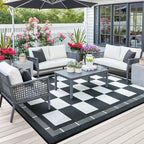 Vasofe Plaid 3x5 Outdoor Patio Rug, Checkered Jute Entryway Rugs, Washable - Image 3
