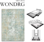 10x14 Area Rug Teal Beige Abstract Living Room Bedroom Washable Carpet Neutral - Image 2