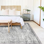 5x7 Washable Area Rug Gray Vintage Traditional Floor Cover Foldable Thin - Image 2