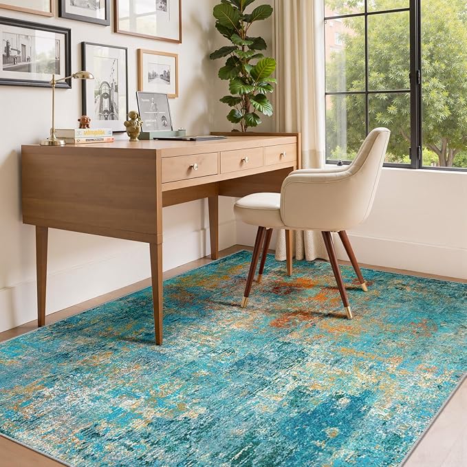 Washable Area Rugs 4'x6' Non-Slip Modern Abstract Soft - Image 7