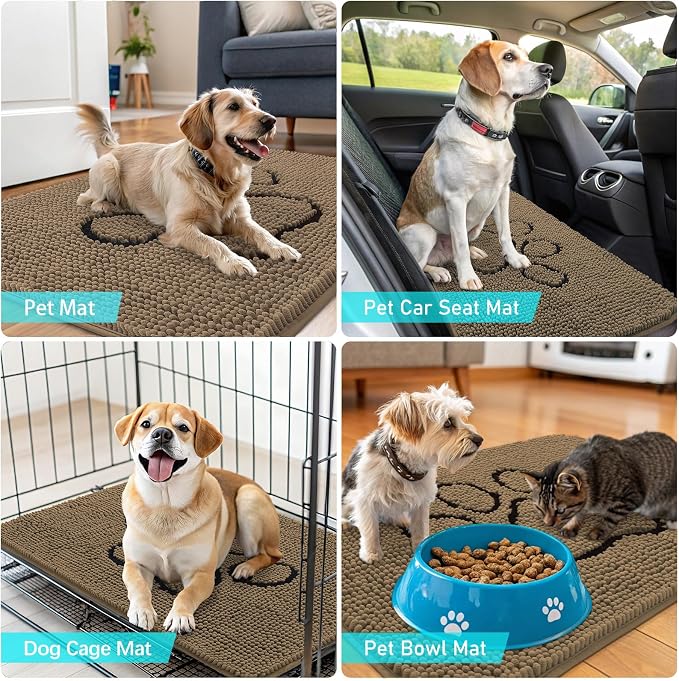 OLANLY Dog Door Mat for Muddy Paws 59x24, Paw Print Design, Absorbs Moisture - Image 7