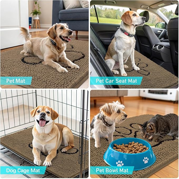 OLANLY Dog Door Mat for Muddy Paws 47x32, Paw Print Design, Absorbs Moisture - Image 7