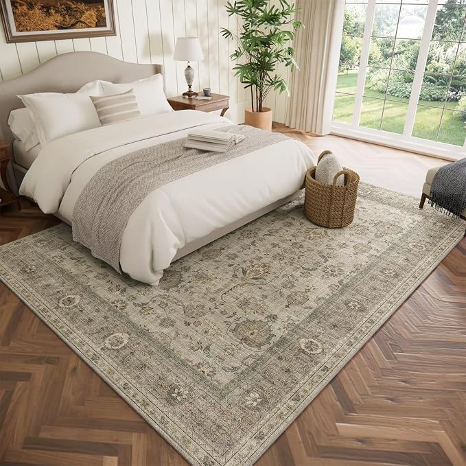 Washable 6x9 Area Rugs for Living Room, Boho Non-Slip Vintage Distress Large - Image 2