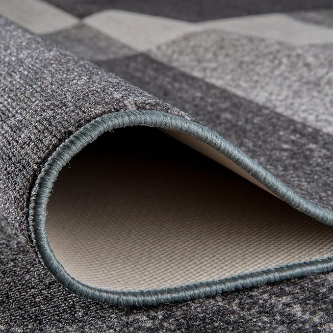Rugshop Gray Modern Geometric Boxes Non-Slip Area Rug Non-Shedding - Image 8