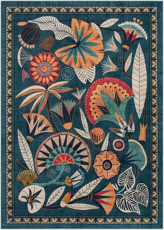 Boho Egypt Green Area Rugs for Living Room Bedroom, 5x7 Washable Large Dining - Image 9