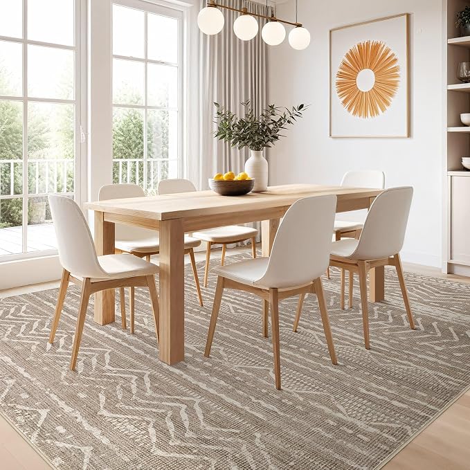 Nakagishi 5x8 Area Rug Living Room: Washable Boho Large Neutral Soft Rugs - Image 7