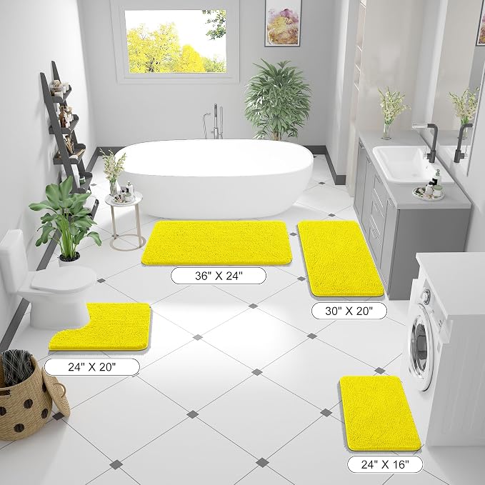OLANLY Bathroom Rugs 24x16, Extra Soft Absorbent Chenille Bath Rugs, Rubber - Image 3