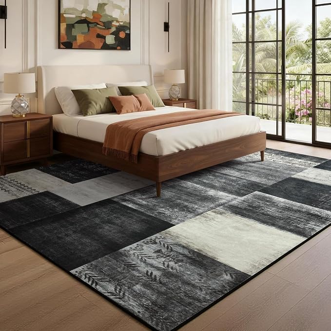 DweIke Washable Area Rugs for Living Room, 5x7 Soft Bedroom Rugs, Geometric - Image 5