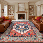 SERISSA Washable Rugs 9x12 Area Rugs, Large Non-Slip Boho Living Room Rust Rug by SERISSAHomeDecorCollection