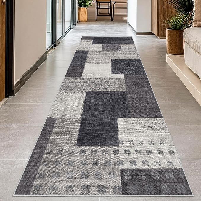 Modern Geometric Patchwork Indoor Runner Rug - Image 7