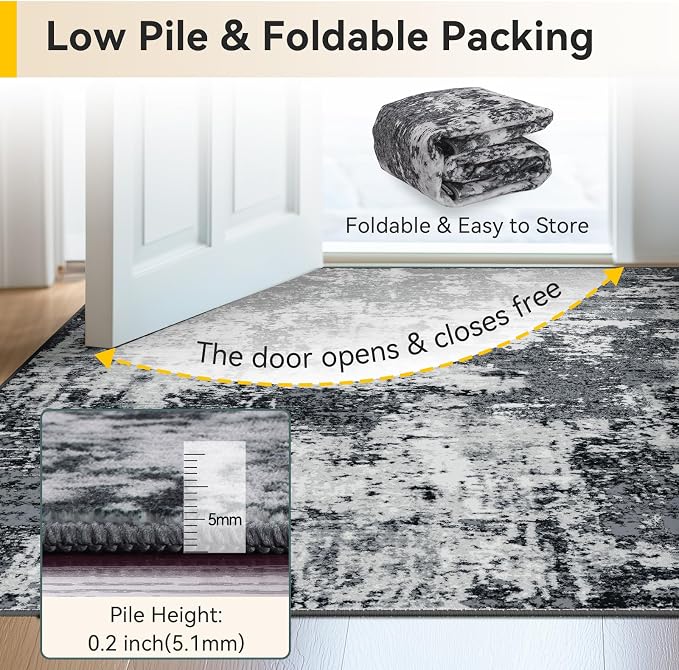 Washable Area Rugs 5'x7' Non-Slip Modern Abstract Soft - Image 6